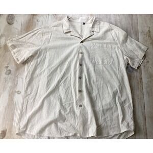 Design in Italy Mens 2XL Linen Blend Short Sleeve Camp Collar Button Down Shirt
